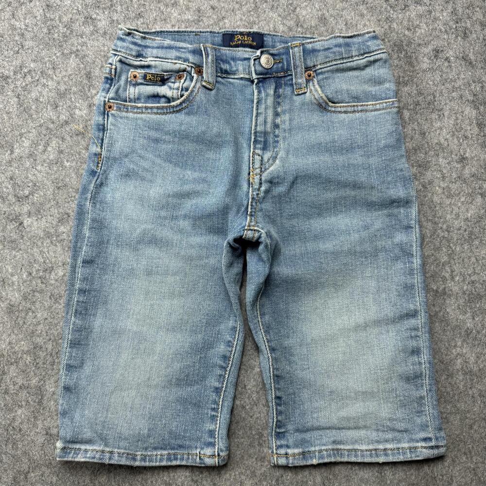 Polo Ralph Lauren Shorts Youth 7 Blue Denim Jean Bermuda Adjustable Waist
